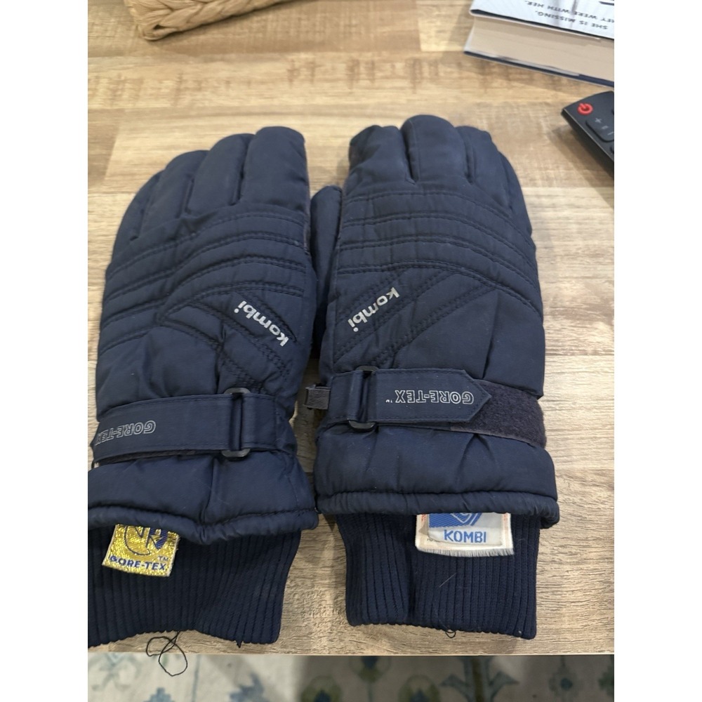 Kombi Gore-Tex Men's Large Black Winter Ski Gloves Leather Palm